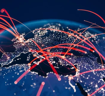 blue connected map